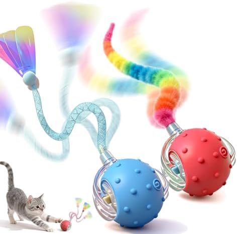 Interactive Cat Toys for Indoor Cats,3-Tails,Automatic Moving Kitten Toys