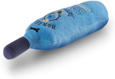 Dog Diggin Designs Bonebay Sapphire Plush Dog Toy Gin Bottle | Luxury-Inspired Parody Gin Bottle Dog Toy with Squeaker, Soft Plush Novelty Dog Toy – Shaken, Not Stirred!