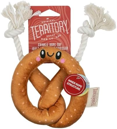 Territory Fun Food Squeaky Rope Tug Toy for Dogs, Pretzel