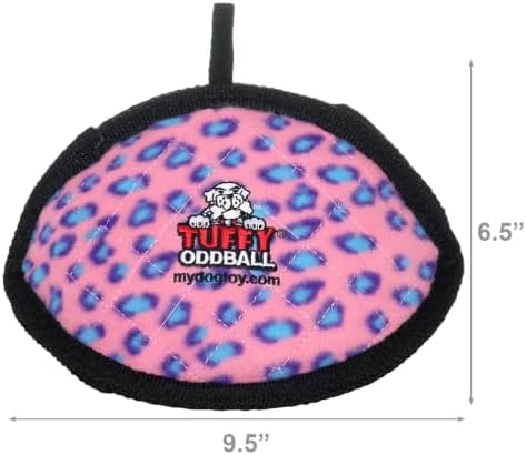 TUFFY - World's Tuffest Soft Dog Toy-Ultimate Odd Ball Pink Leopard-Multiple Layers. Made Durable, Strong & Tough. Interactive Play (Tug, Toss & Fetch). Machine Washable & Floats