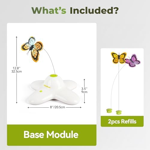 All for Paws Cat Toys Interactive Butterfly Flutter Bug Cat Automatic Toy Stimulating Kitty Toys Enrichment for Indoor Cats