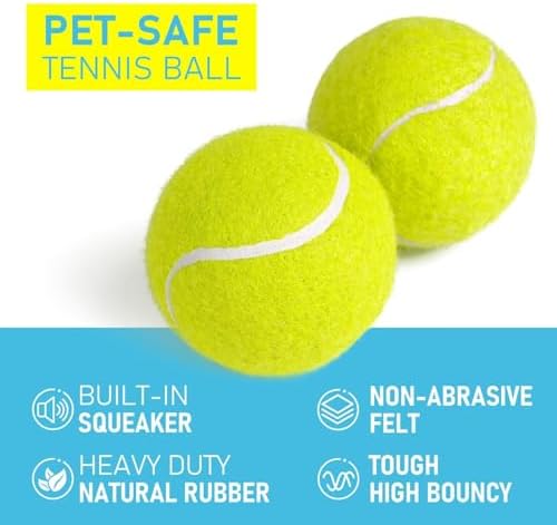 Prime Pets Tennis Balls for Dogs 3 Pack 2.5”, Durable Non-Squeaky Dog Balls with High Bounce, Interactive Fetch and Training Dog Toys for Outdoor Play, Ideal for Small and Medium Breeds