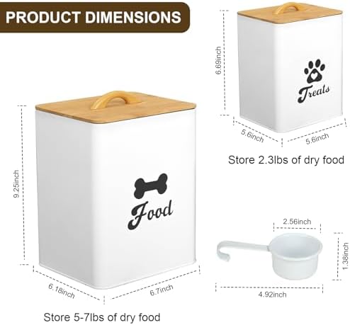 Dog Treat Container 2PCS, Dog Food Storage Container with Lids Airtight, Dog Treat Jars for Kitchen Counter-7+3Lbs, Small Dog and Cat Cookie Jar for Storage, Pet Treat Container (Upgraded) White