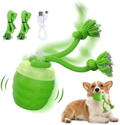 Interactive Dog Toy, [Newly Upgraded] Motion Activated Rolling Squeaky Ball for Medium/Large Dogs, Automatic Moving Dogs Ball for Boredom, USB Rechargeable(Green)