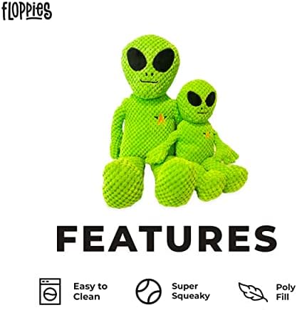 fabdog Floppies Plush Dog Toy - Cute & Durable Squeaky Dog Toys - Best Squeak Toy for Puppies and All Breeds | Ideal Pet Gift| Small Alien