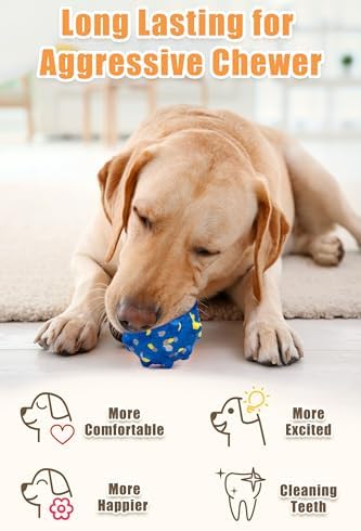 Moonorange Dog Tennis Balls for Aggressive Chewers, Indestructible Durable Bouncy Interactive Toy for Dogs Fetch Game Lightweight Floating Outdoor Training(Yellow+Blue Mixed Large)