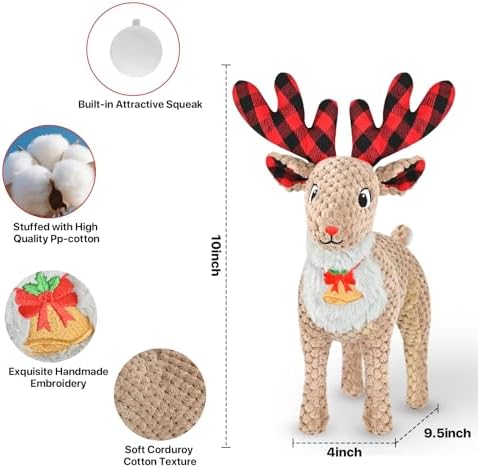 Christmas Dog Toys - Squeaky Plush Stuffed Animals for Puppies & Dogs, Interactive Holiday Pet Toys for Training & Reducing Boredom, Perfect Dog Birthday Gifts for Small, Medium & Large Breeds