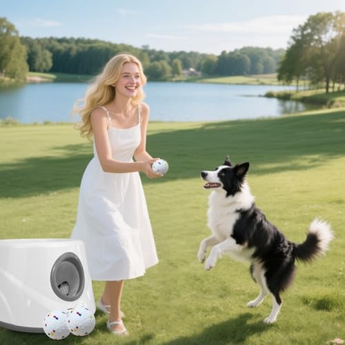 Automatic Dog Ball Launcher, 6 ETPU Balls, 20-45ft Distance