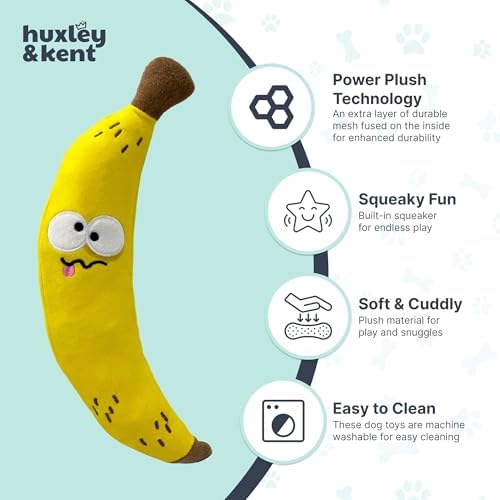 Huxley & Kent Fetchies Plush Dog Toy, Bruiser Banana, Small