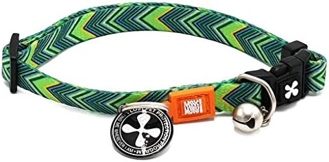 Max & Molly Fun & Whimsy Cat Collar w/Jingle Bell, Breakaway Safety Buckle, Adjustable Sizing & Smart ID Personalized Tag for Girl or Boy Cats/Kittens, Vintage Green Chevron
