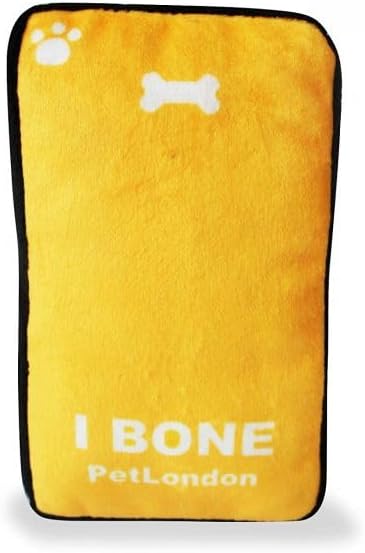PetLondon Smart Phone Plush Puppy Dog Toy iBone, Realistic Dog Toy Phone Shape Black Plush London