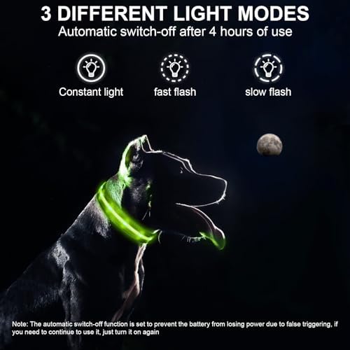 CHUKCHI LED Dog Collar Rechargeable,Waterproof Flashing Collar,Light Up Glow Collar, Adjustable Soft Safety Light Up for Small Medium Large Dogs Walking Camping at Night (Green-S)