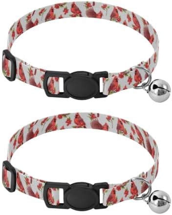 Red Birds Gray Easy to Clean Dog Collar 2 Pack for Puppy