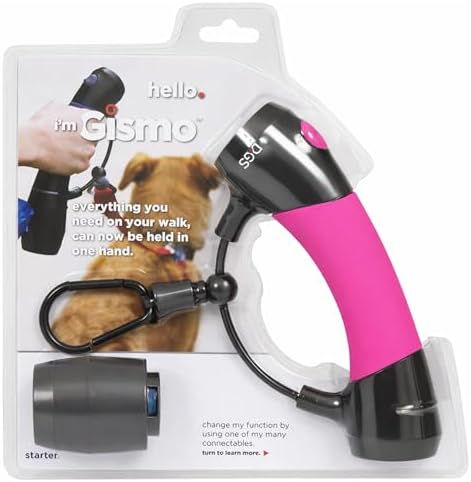 Dog Gone Smart I'm Gismo Expandable Handle with Poop Bag Dispenser Hot Pink