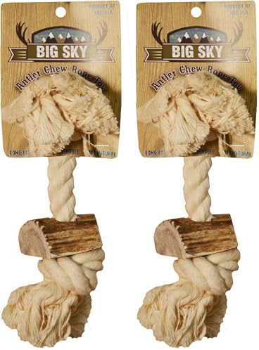 Scott Pet 5/8" X 8" 1 Piece Rope Toy with Antler, Small, White (Pack of 2)