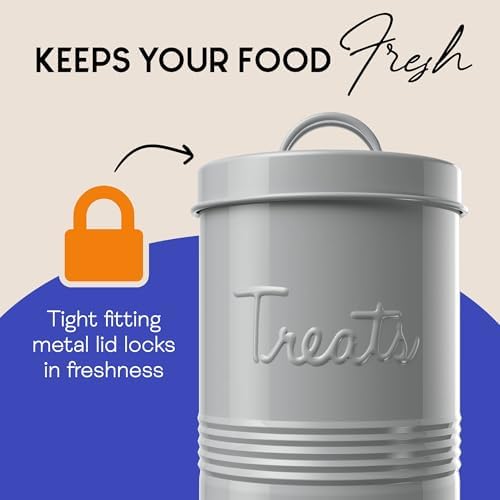 Amici Home Retro Treats Gray Canister, Grey-72, Large/72 oz, White