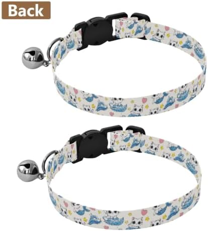 Cute White Cats Eyes Kitten Collars 2 Pack for Puppies Adjustable 10.6 to 17.1 Inches