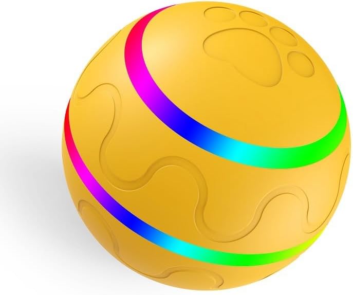 Ball Toy for Dogs, Waterproof Interactive Dog Toys Ball, Automatic Moving Dog Toy for Keep Them Busy, Remote Control Shaking Pet Balls, USB Rechargeable (Yellow,No Remote Control)