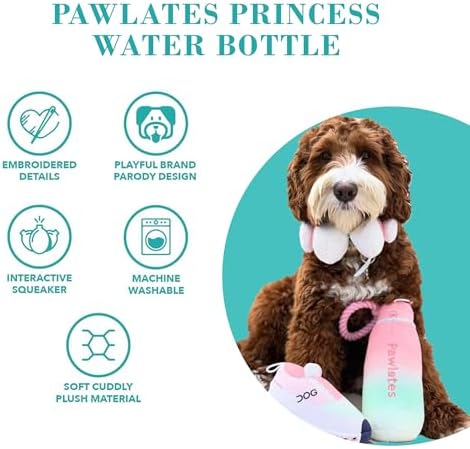 Haute Diggity Dog Pawlates Princess Water Bottle Plush Dog Toy Funny Parody