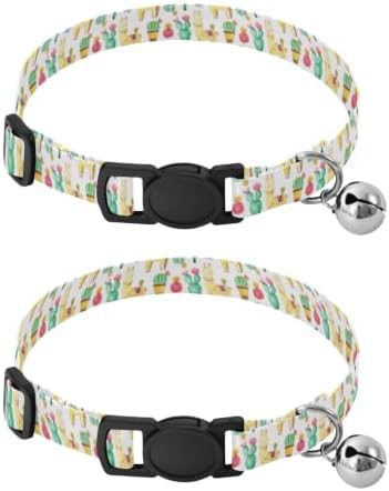 Watercolor Llamas Soft Polyester Pet Collar, 2 Pack Cat Bell Collar