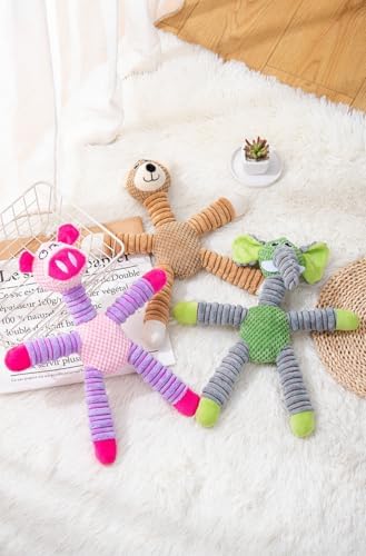 2026 Upgraded Dog Toys for Aggressive ChewersSqueaker Inside Interactive Chew Toy with Hypoallergenic Filling | Oeko-TEX Certified Boredom Buster & Cuddle Companion (7.9 * 14.9in) (Bear*1 & Pig*1)