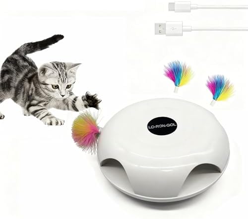 Interactive Whack-a-Mole Cat Toy — Automatic Mushroom Feather Pop-Up Play Toy for Cats, Cognitive Stimulation & Exercise, Durable Pet Entertaining Game (White)