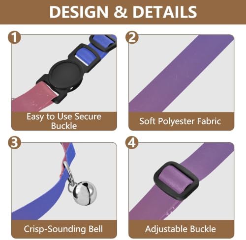 2 Pack Small Dog Collar Red Blue Gradient Kitten Collar with Bell, Adjustable 10.6 to 17.1 Inches