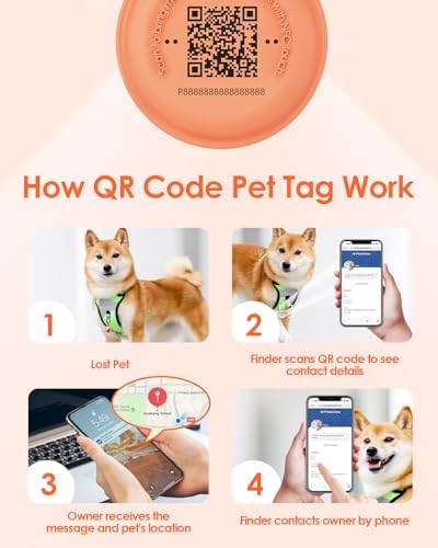 Smart Pet Tracker Holder Compatible with AirTag, for AirTag Holder Dog&Cat Collar with QR Code, Case&ID Tag in One & with Modifiable Pet Online Profile, Instant Location pet Alert