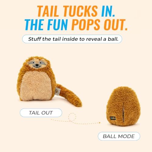 Guru Hide-A-Tail Sloth Plush Dog Toy - Interactive Puzzle Toy with Treat Pocket - Squeaky Crinkle Dog Toy for Tug and Fetch - Soft Durable Plush - Medium Size