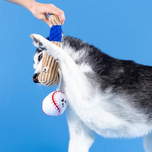 Fringe Studio Plush Dog Toy with Rope, Batter UP, Pet Shop Collection (314243)