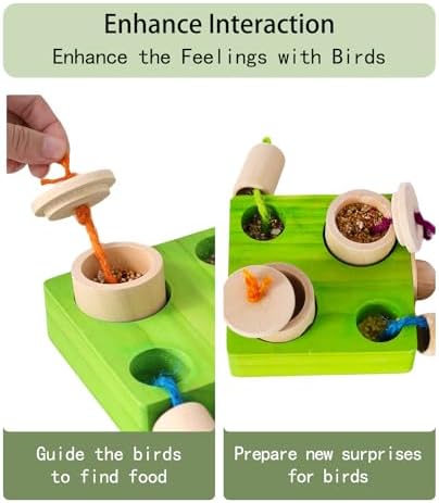 Birdie Puzzle Feeder - Interactive Foraging Toy for Parrots, Parakeets, Cockatiels, Conures | Mental Enrichment & Stimulation Game to Prevent Boredom (Green)