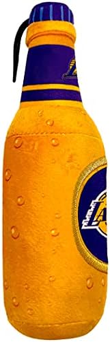 NBA Los Angeles Lakers Beer Bottle Plush Dog & CAT Squeak Toy - Cutest Stadium SODA Bottle Snack Plush Toy for Dogs & Cats with Inner Squeaker & Beautiful Basketball Team Name/Logo