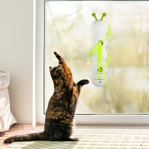 AFP Interactive Cat Toy, Automatic Furry Tail Teaser Toy with Motion Sensor, Electric Cat Toy, USB Rechargeable, Self Play Cat Feather Toy for Indoor Cats, Suction Cup for Stable Play, 1 Replacement