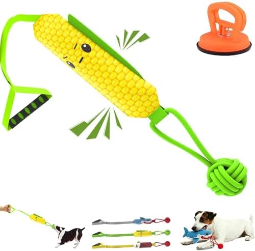 Shark Tug of War Dog Toy, 2026 New Squeaky Dog Tug Toy, Interactive Shark DogToys, Sharks Dog Tug Toy with Squeaker & Rope Knot, for Medium to Large Dogs (Corn)