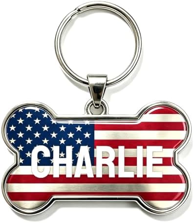 HSIAHOU Custom Pet ID Tags, Personalized Dog Tag Cat Tag(US Flag)