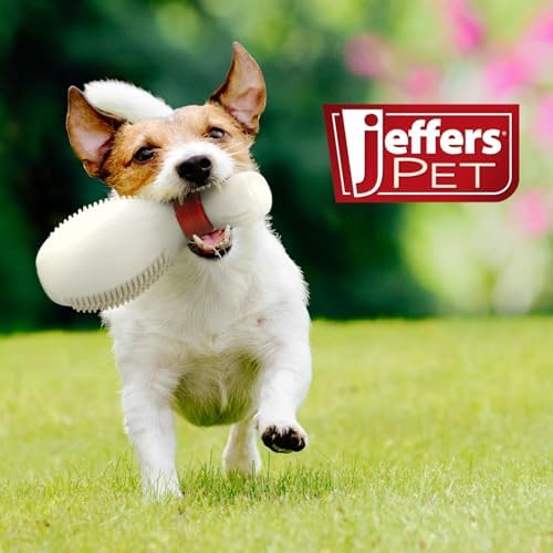 Jeffers Pet Natural Rubber Dog Chew Toy – Dental Bowling Pin, Medium – Treat Dispensing, Vanilla Scent, Durable, Non-Toxic, Dishwasher Safe, Interactive Fetch & Tug Toy - Perfect for Training