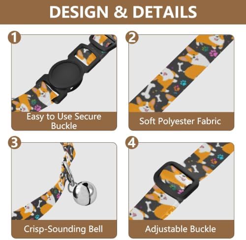 Cute Cartoon Dogs Poses Pet Collars 2 Pack Pet Collars for Cats Adjustable Length 10.6" to 17.1"