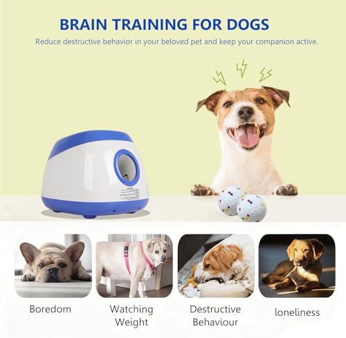 Large Automatic Dog Ball Launcher, Dog Ball Throw Launcher, 3 Adjustable Distance 40-80FT, with 6 2.5-inch ETPU Balls, for Medium & Large Dogs, Indoor and Outdoor Remote Control Interactive Dog Toys