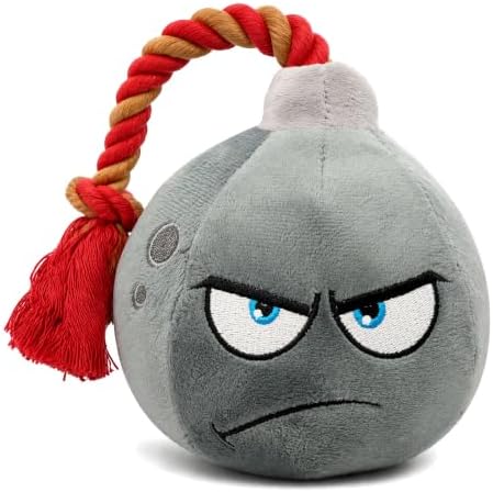 Squeaky Bomb-Shaped Plush Dog Chew Toy with Braided Rope