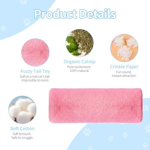 WOUSEDO Cat Plush Pillows Toys 3 Pack, Crinkle Sound and Catnip Inside