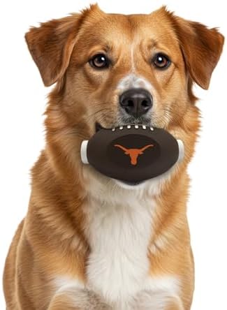 Pets First NCAA Texas Longhorns Football Treat Dispensing Toy for Dogs and Cats, Rubber Ball Pet Toy, Interactive Fun Doggie Treat Toy, Natural Rubber Feeding Toy (TX-3622)