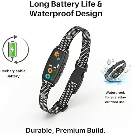 Smart Dog Bark Collar for Small & Medium Dogs (8–50 lbs) – Automatic Bark Control with Beep & Vibration, 7 Sensitivity Levels, Rechargeable & Waterproof, Adjustable Fit