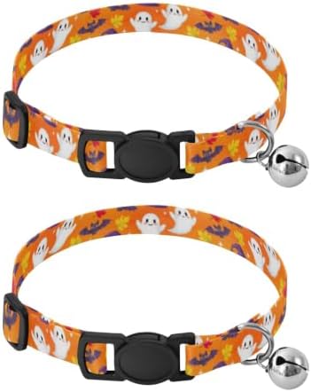 Halloween Cats Pumpkins Soft Cat Collar, 2 Pack Collar with Bell for Dog Puppy