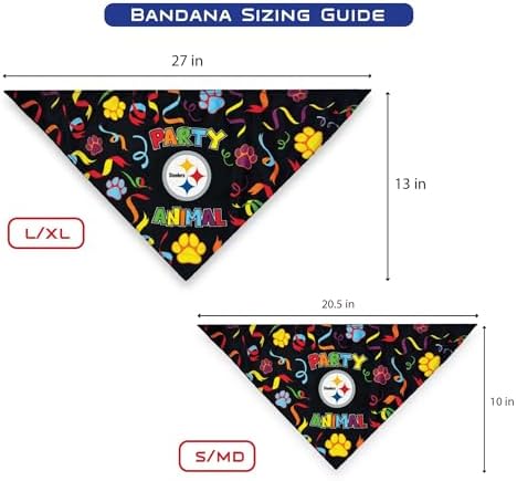 NFL Pittsburgh Steelers Pet Birthday Bandana, NFL Dog Birthday Party Set and Costume, Licensed Dog & Cat Birthday Party Scarf, Football Team Pet Outfit, Puppy Bday Accessory, Size Small/Medium
