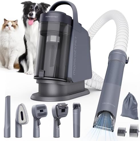 Dog Grooming Kit, FurEase Dog Grooming Vacuum with Dog Clippers for Grooming, 13000Pa Powerful Dog Vacuum for Shedding Grooming with 5 Pet Grooming Tools (Iron Gray, 2.5 Liter Canister)
