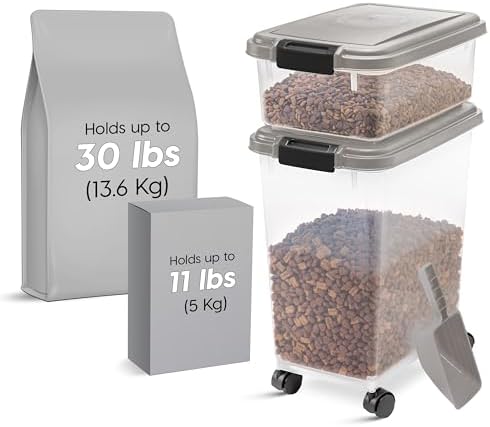 IRIS USA Airtight Dog Food Storage Container Combo, 30 lb & 11 lb Bin