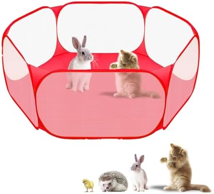 Small Animals Playpen, Portable Pop-up Open Interactive Pet Tent, Indoor Outdoor Fence for Rabbits, Guinea Pig, Hamster, Chinchillas, Kittens, Puppies