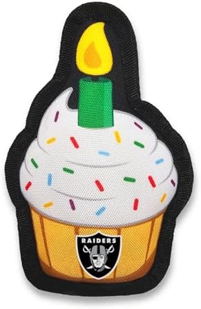 NFL LAS Vegas Raiders Dog Birthday Party Set 10pcs with 1 Football Bandana Large/X-Large, 1 Crown Hat, 1 Banner, 1 Birthday Cake Toy & 6 B-Day Balloons, Dog Birthday Set, Costume, Fun Doggie Pawty