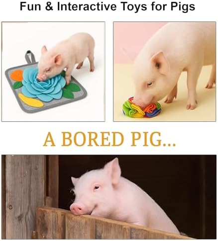 Pig Snuffle Mat and Snuffle Ball for Pigs – Pig Enrichment Toys for Mini Pigs, Potbellied Pigs & Farm Use – Interactive Foraging & Rooting Toy, Slow Feeding Pig Toys Accessories