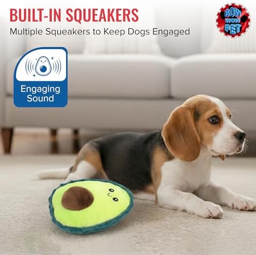 Bow Wow - Avocado Plush Dog & Cat Toy with Squeaker | Soft Teeth Teasing Toy for Puppies & Kittens | Interactive Chew & Play Toy for Small to Medium Dogs & Cats | Indoor Plush Pet Toy |All Life Stages